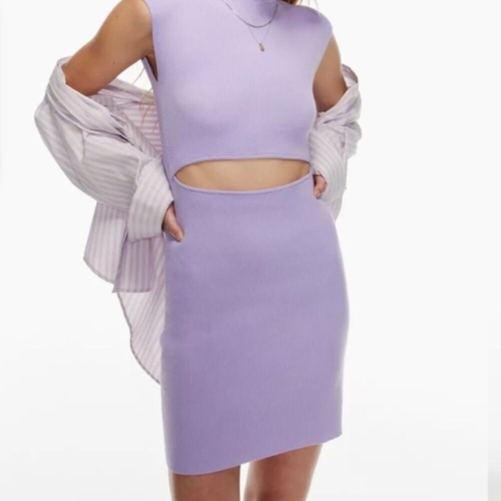 Aritzia Wilfred Free Cut Out Knit Midi Dress in Lilac